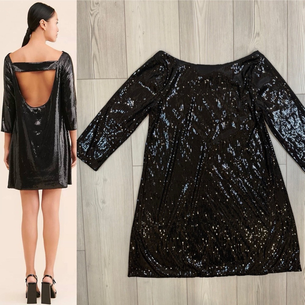 Ripley Rader Anthropologie‎ Size 2 US 4-6 Black Small Sequin Shift Dress